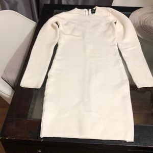 Cream long sleeve fitted dress